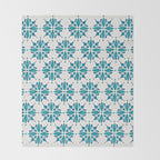 Teal Watercolor Tile Pattern Throw Blanket Gallery Image 2