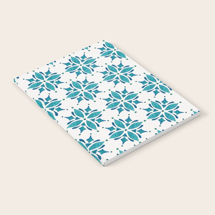 Teal Watercolor Tile Pattern Notebook Gallery Image 2