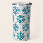 Teal Watercolor Tile Pattern Travel Mug Gallery Image 2