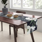 Blush pink white green black watercolor modern floral Table Runner Gallery Image 2