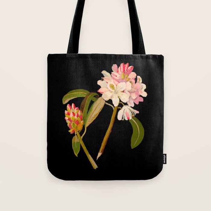 Rhododendron Maximum  by Mary Delany Paper Collage Floral Flower Botanical Paper Mosaic Vintage Scientific Plant Anatomy Tote Bag Gallery Image 1