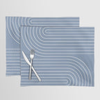 Minimal Line Curvature XIII Natural Blue Mid Century Modern Arch Abstract Placemat Gallery Image 1