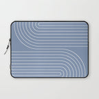Minimal Line Curvature XIII Natural Blue Mid Century Modern Arch Abstract Laptop Sleeve Gallery Image 1