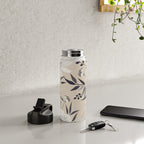 Modern, Boho, Floral Prints, Beige, Gray and White Water Bottle Gallery Image 4