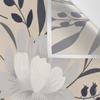 Modern, Boho, Floral Prints, Beige, Gray and White Wall Tapestry Gallery Image 3