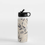 Modern, Boho, Floral Prints, Beige, Gray and White Water Bottle Gallery Image 1