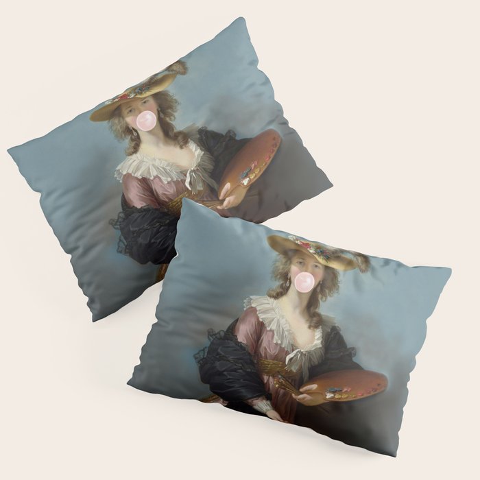 Bubble Gum Diva in a Straw Hat Pillow Sham Gallery Image 3