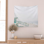 lifeguard station print, printable beach art, beach print, surf art, California print, turquoise Wall Tapestry Gallery Image 2