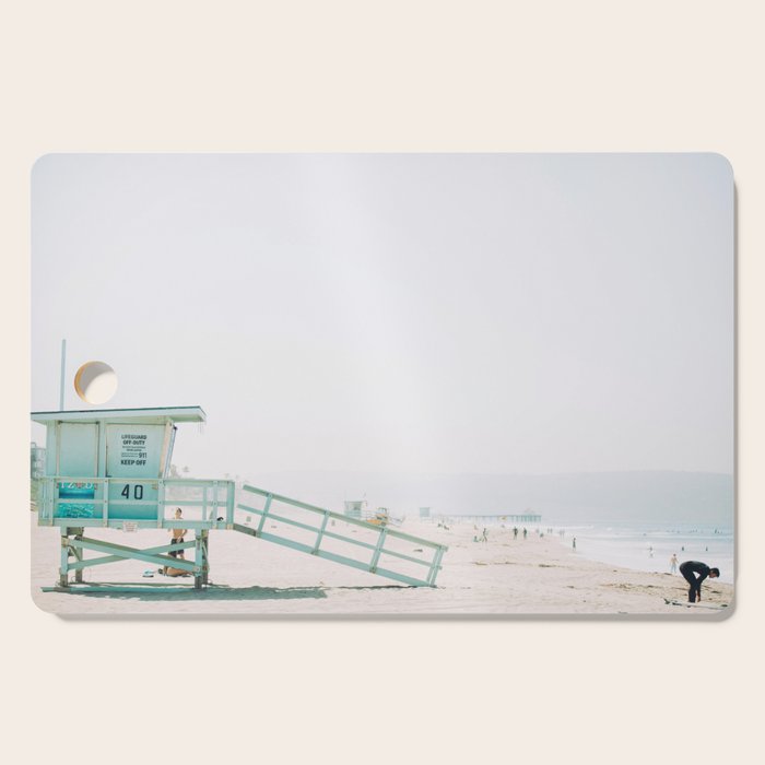 lifeguard station print, printable beach art, beach print, surf art, California print, turquoise Cutting Board Gallery Image 1