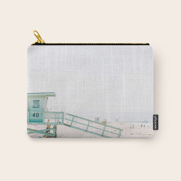 lifeguard station print, printable beach art, beach print, surf art, California print, turquoise Carry All Pouch Gallery Image 1