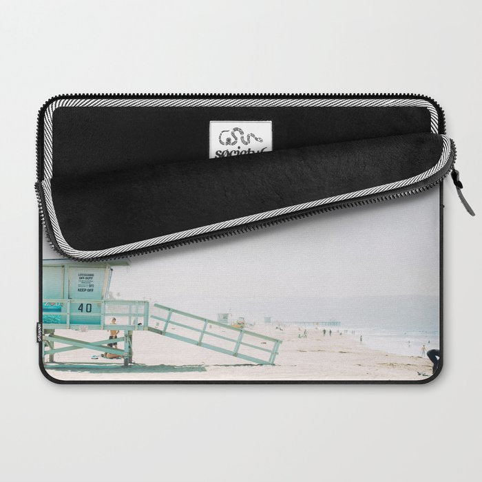 lifeguard station print, printable beach art, beach print, surf art, California print, turquoise Laptop Sleeve Gallery Image 2
