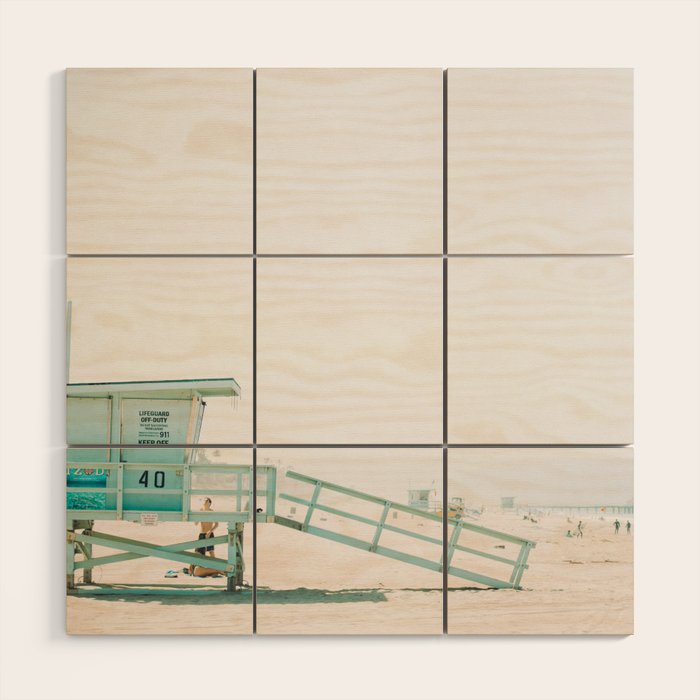 lifeguard station print, printable beach art, beach print, surf art, California print, turquoise Wood Wall Art