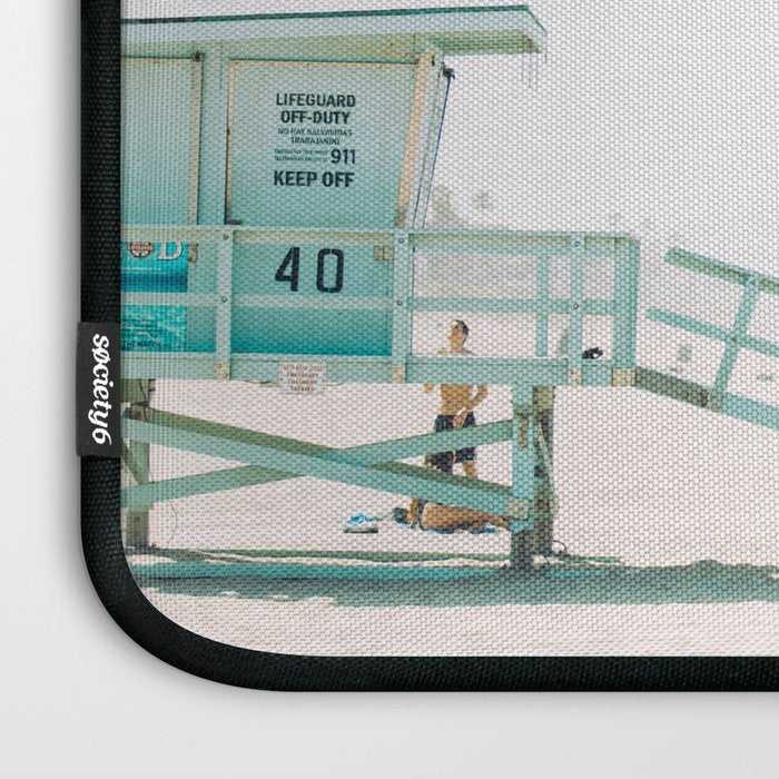 lifeguard station print, printable beach art, beach print, surf art, California print, turquoise Laptop Sleeve Gallery Image 3