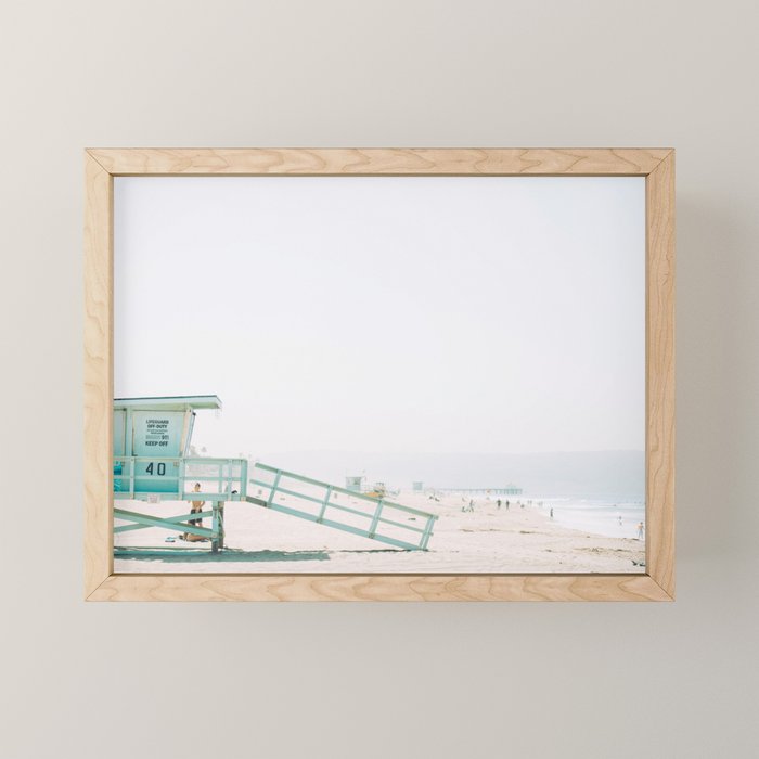 lifeguard station print, printable beach art, beach print, surf art, California print, turquoise Mini Art Print Gallery Image 1