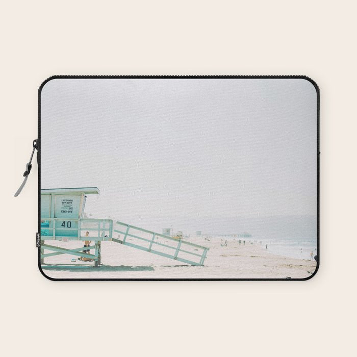 lifeguard station print, printable beach art, beach print, surf art, California print, turquoise Laptop Sleeve Gallery Image 1