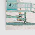 lifeguard station print, printable beach art, beach print, surf art, California print, turquoise Poster Gallery Image 3