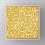 Twinkling Starbursts Mid Century Modern Pattern in Light Mustard Yellow and White Mini Art Print Gallery Image 1