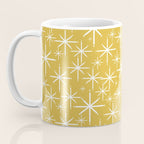 Twinkling Starbursts Mid Century Modern Pattern in Light Mustard Yellow and White Coffee Mug Gallery Image 3