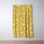 Twinkling Starbursts Mid Century Modern Pattern in Light Mustard Yellow and White Window Curtain Gallery Image 3
