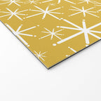 Twinkling Starbursts Mid Century Modern Pattern in Light Mustard Yellow and White Welcome Mat Gallery Image 2