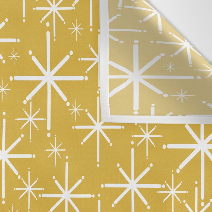 Twinkling Starbursts Mid Century Modern Pattern in Light Mustard Yellow and White Wall Tapestry Gallery Image 3