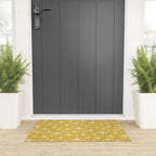Twinkling Starbursts Mid Century Modern Pattern in Light Mustard Yellow and White Welcome Mat Gallery Image 3