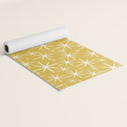 Twinkling Starbursts Mid Century Modern Pattern in Light Mustard Yellow and White Yoga Mat Gallery Image 2