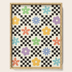 Retro Colorful Flower Double Checker Serving Tray Gallery Image 1