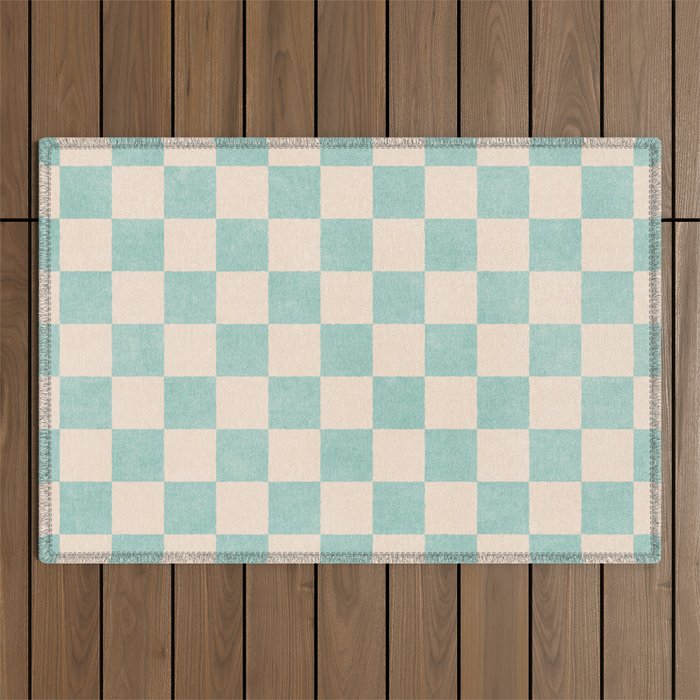 CHECKER - 001 - Sea Glass Outdoor Rug Gallery Image 1
