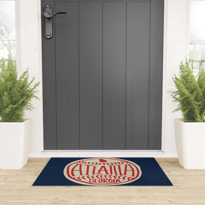 Atlanta Georgia Baseball - Hand Drawn, Script Typography Welcome Mat Gallery Image 3