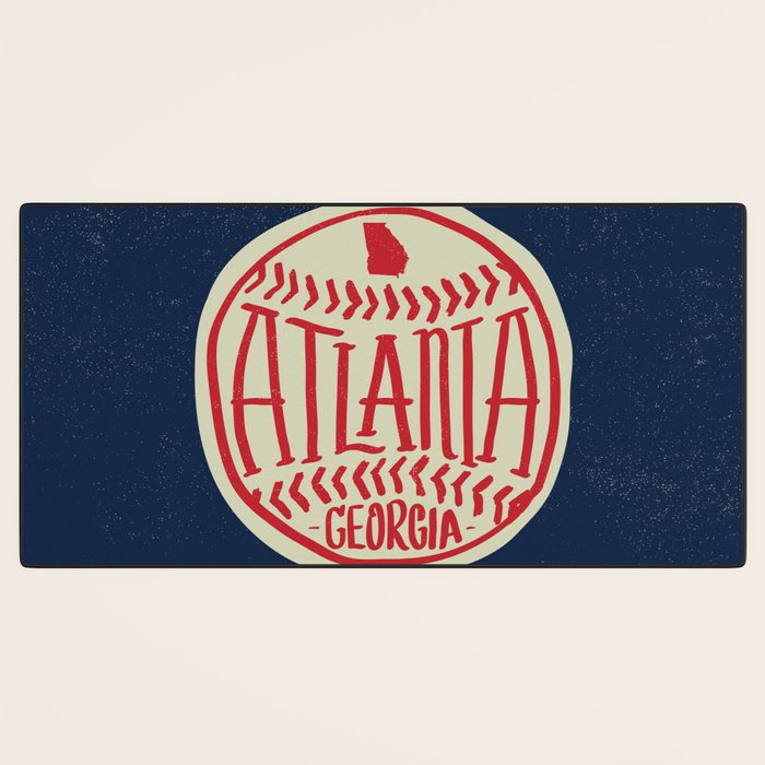 Atlanta Georgia Baseball - Hand Drawn, Script Typography Desk Mat Gallery Image 3
