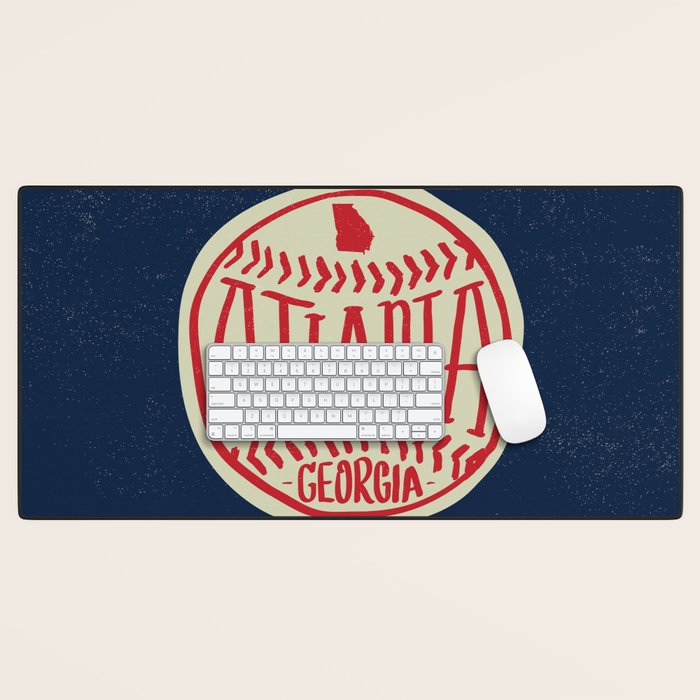 Atlanta Georgia Baseball - Hand Drawn, Script Typography Desk Mat Gallery Image 1