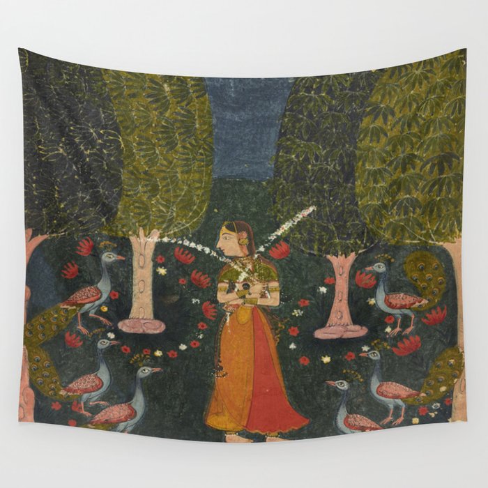 Gauri Ragini, folio from a Ragamala Indian Painted Illustration Wall Tapestry Gallery Image 4