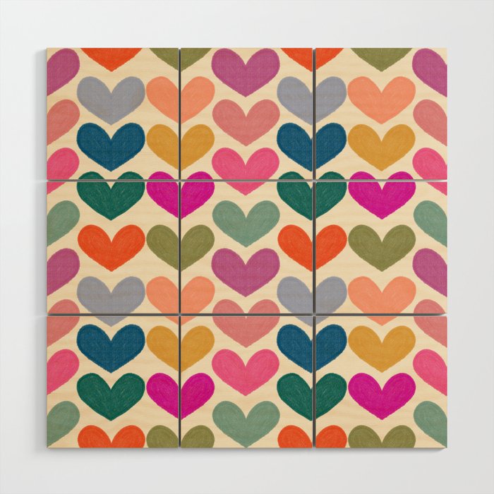 Colorful Heart Pattern  Wood Wall Art Gallery Image 1