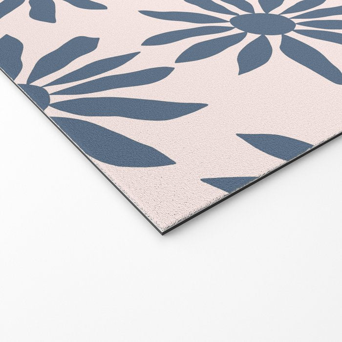 Blue Flowers on Pink Background - Pattern Welcome Mat Gallery Image 2