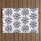 Blue Flowers on Pink Background - Pattern Outdoor Rug Gallery Image 1