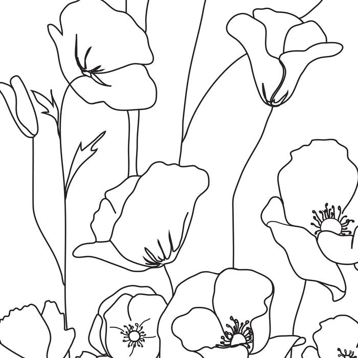Poppy Flowers Line Art Coffee Mug Gallery Image 2