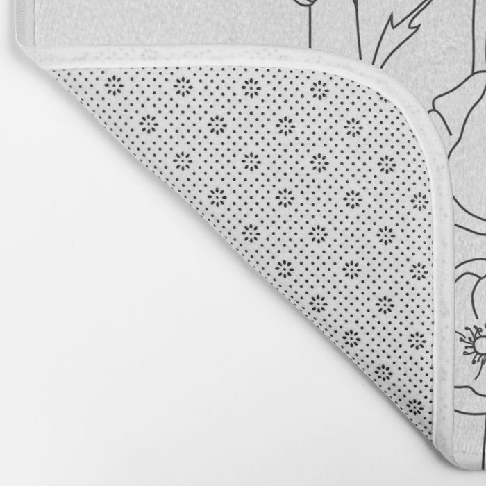 Poppy Flowers Line Art Bath Mat Gallery Image 2