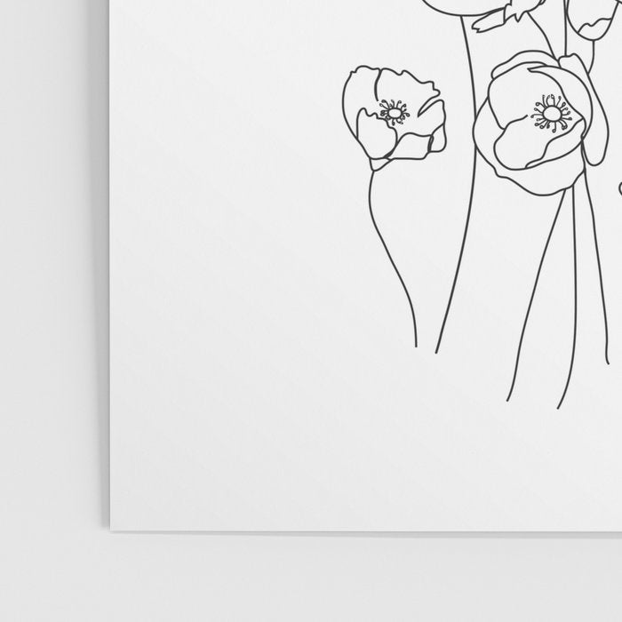 Poppy Flowers Line Art Poster Gallery Image 3