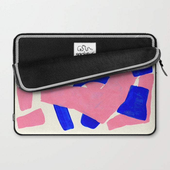 Blue Pink Fun Colorful Mid Century Modern Abstract Painting Shapes Pattern Laptop Sleeve Gallery Image 2