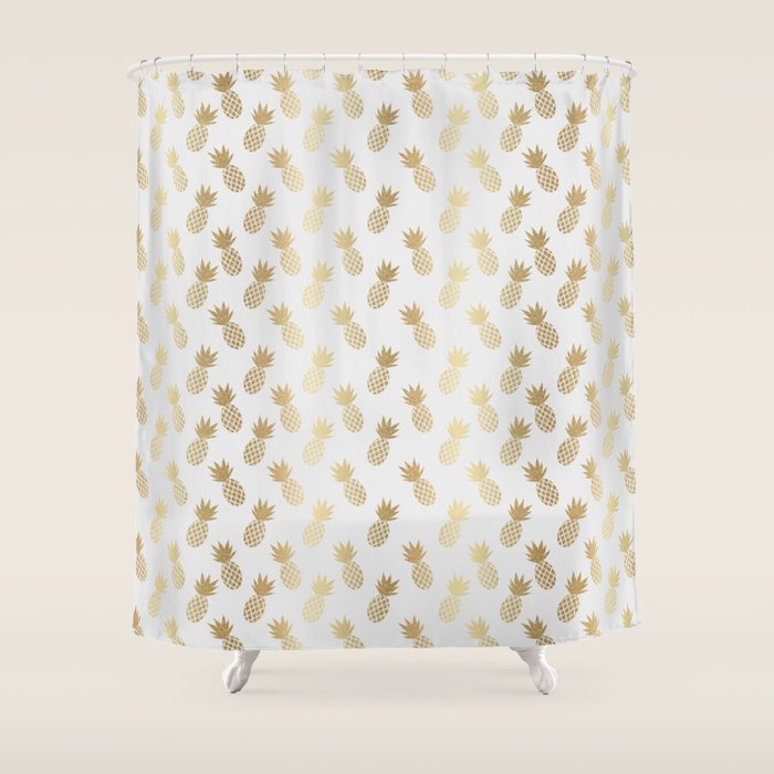 Gold Pineapple Pattern Shower Curtain Gallery Image 1
