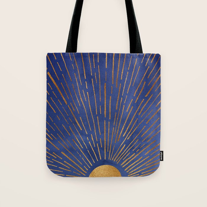 Twilight Blue and Metallic Gold Sunrise Tote Bag Gallery Image 1