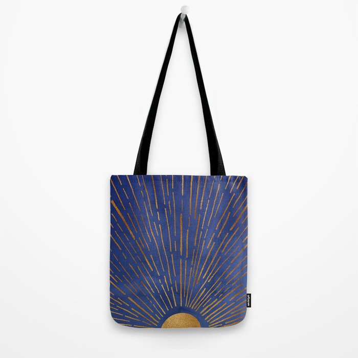 Twilight Blue and Metallic Gold Sunrise Tote Bag Gallery Image 2