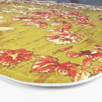 The Flower Empire of Waan - Tree and Flowers on Field - Nature Ukiyo Landscape in Blue, Red, Green & Orange Bath Mat Gallery Image 3