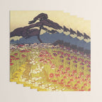 The Flower Empire of Waan - Tree and Flowers on Field - Nature Ukiyo Landscape in Blue, Red, Green & Orange Wrapping Paper Gallery Image 3
