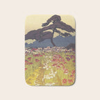 The Flower Empire of Waan - Tree and Flowers on Field - Nature Ukiyo Landscape in Blue, Red, Green & Orange Bath Mat Gallery Image 1