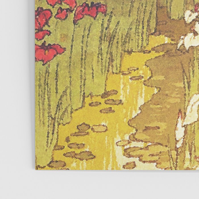 The Flower Empire of Waan - Tree and Flowers on Field - Nature Ukiyo Landscape in Blue, Red, Green & Orange Poster Gallery Image 3
