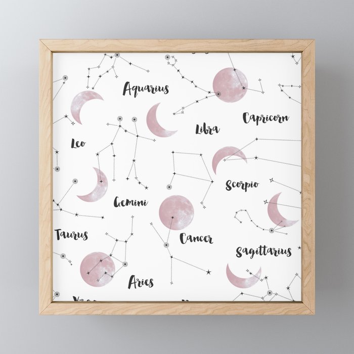 Pink Moon and Constellations Mini Art Print Gallery Image 1