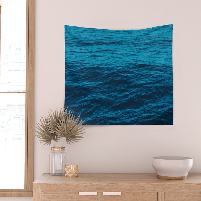 water surface, Blue ocean waves - deep blue sea Wall Tapestry Gallery Image 2