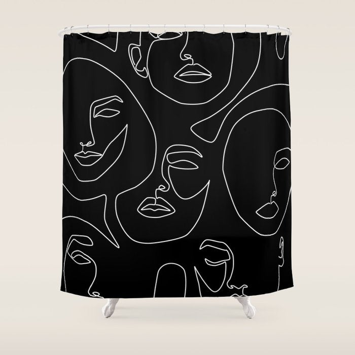 Faces in Dark Shower Curtain Gallery Image 1